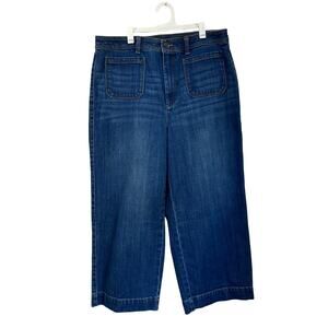 Talbots Flawless High Waist Wide Crop Jeans Size 12 Blue Denim Classic